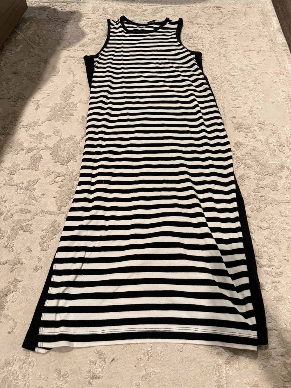 Rag & Bone Black & White Striped Sleeveless Midi Dress